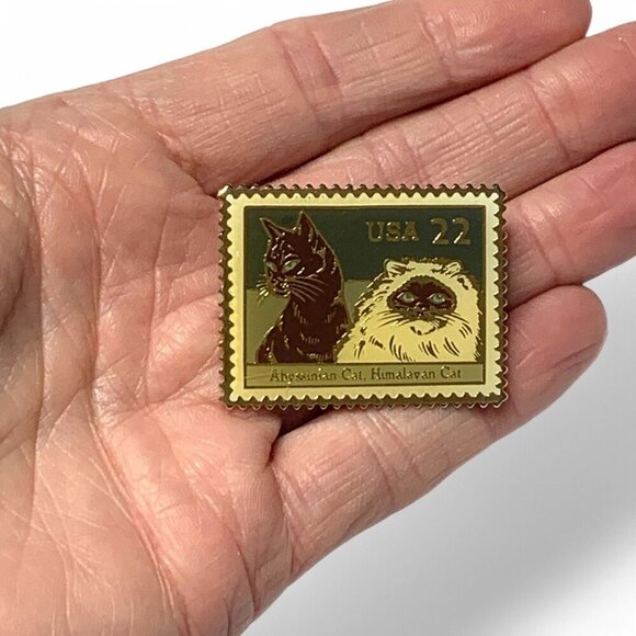 Vintage Postal Service Cat Stamp Lapel Pin By Jonathan Grey & Associates Gold - Picture 7 of 9